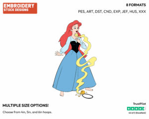 Ariel Recovering Her Voice - Disney's The Little Mermaid - Embroidery Design in 3 sizes & 8 formats