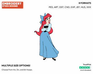 Sly Ariel - Disney's The Little Mermaid - Embroidery Design in 3 sizes & 8 formats