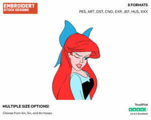 Disgusted Ariel - Disney's The Little Mermaid - Embroidery Design in 3 sizes & 8 formats
