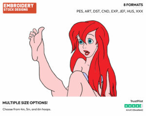 Ariel Staring In Awe At Her New Foot - Disney's The Little Mermaid - Embroidery Design in 3 sizes & 8 formats