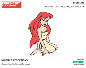 Ariel Wearing Old Sail With Rope - Disney's The Little Mermaid - Embroidery Design in 3 sizes & 8 formats