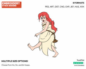Ariel Walking On Beach - Disney's The Little Mermaid - Embroidery Design in 3 sizes & 8 formats