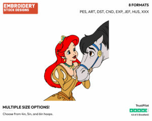 Ariel, Horse - Disney's The Little Mermaid - Embroidery Design in 3 sizes & 8 formats