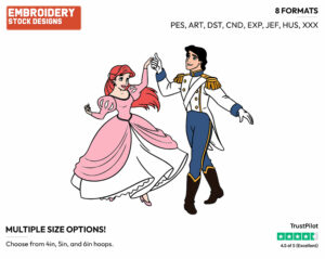 Eric, Ariel Dancing - Disney's The Little Mermaid - Embroidery Design in 3 sizes & 8 formats