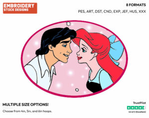 Ariel, Eric - Disney's The Little Mermaid - Embroidery Design in 3 sizes & 8 formats