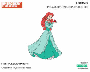Ariel, Sebastian - Disney's The Little Mermaid - Embroidery Design in 3 sizes & 8 formats
