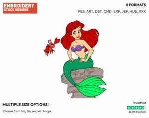 Ariel, Sebastian - Disney's The Little Mermaid - Embroidery Design in 3 sizes & 8 formats