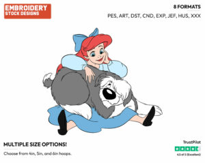 Ariel And Max - Disney's The Little Mermaid - Embroidery Design in 3 sizes & 8 formats