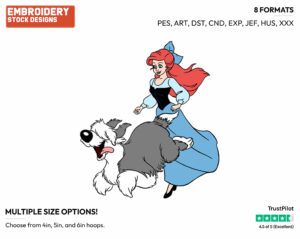 Ariel, Max - Disney's The Little Mermaid - Embroidery Design in 3 sizes & 8 formats