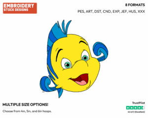 Flounder - Disney's The Little Mermaid - Embroidery Design in 3 sizes & 8 formats