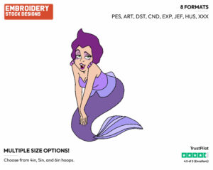 Marina Del Rey - Disney's The Little Mermaid - Embroidery Design in 3 sizes & 8 formats