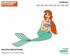 Athena - Disney's The Little Mermaid - Embroidery Design in 3 sizes & 8 formats