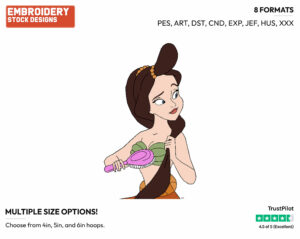 Adella Brushing Her Hair - Disney's The Little Mermaid - Embroidery Design in 3 sizes & 8 formats