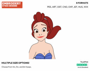 Aquata - Disney's The Little Mermaid - Embroidery Design in 3 sizes & 8 formats