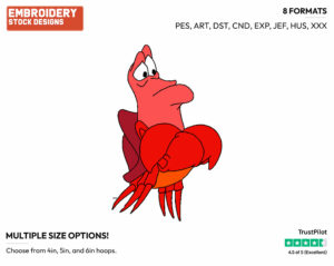 Sebastian - Disney's The Little Mermaid - Embroidery Design in 3 sizes & 8 formats