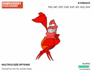 Sebastian - Disney's The Little Mermaid - Embroidery Design in 3 sizes & 8 formats