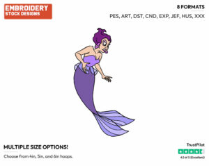 Marina Del Rey - Disney's The Little Mermaid - Embroidery Design in 3 sizes & 8 formats