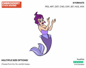 Marina Del Rey - Disney's The Little Mermaid - Embroidery Design in 3 sizes & 8 formats