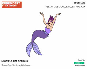 Marina Del Rey - Disney's The Little Mermaid - Embroidery Design in 3 sizes & 8 formats