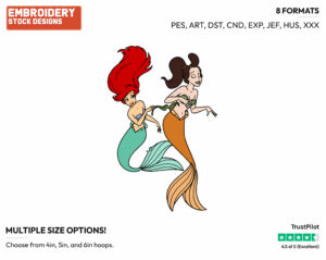 Ariel, Adella - Disney's The Little Mermaid - Embroidery Design in 3 sizes & 8 formats