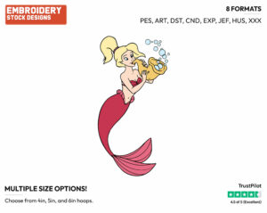 Arista Playing Musical Instrument - Disney's The Little Mermaid - Embroidery Design in 3 sizes & 8 formats