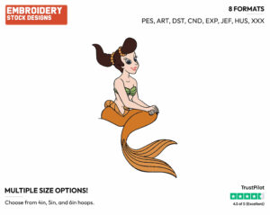 Aquata - Disney's The Little Mermaid - Embroidery Design in 3 sizes & 8 formats