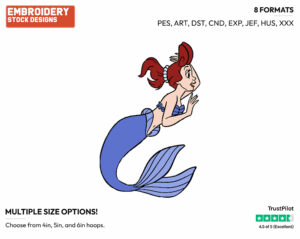 Aquata - Disney's The Little Mermaid - Embroidery Design in 3 sizes & 8 formats