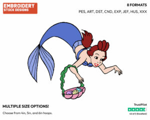Aquata - Disney's The Little Mermaid - Embroidery Design in 3 sizes & 8 formats