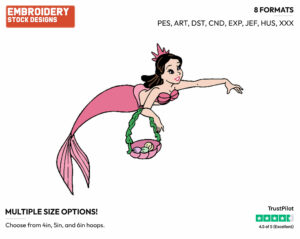 Alana - Disney's The Little Mermaid - Embroidery Design in 3 sizes & 8 formats