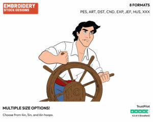 Eric Steering Ship - Disney's The Little Mermaid - Embroidery Design in 3 sizes & 8 formats