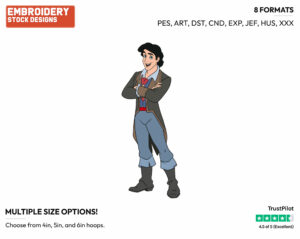 Prince Eric - Disney's The Little Mermaid - Embroidery Design in 3 sizes & 8 formats