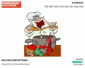 Chef Louis - Disney's The Little Mermaid - Embroidery Design in 3 sizes & 8 formats