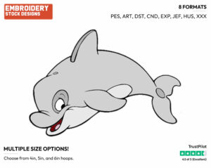 Dolphin - Disney's The Little Mermaid - Embroidery Design in 3 sizes & 8 formats