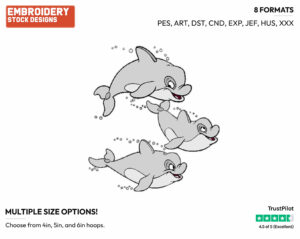 Dolphins - Disney's The Little Mermaid - Embroidery Design in 3 sizes & 8 formats