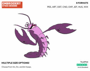 Crustacean - Disney's The Little Mermaid - Embroidery Design in 3 sizes & 8 formats