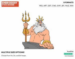 King Triton - Disney's The Little Mermaid - Embroidery Design in 3 sizes & 8 formats