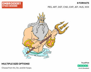King Triton - Disney's The Little Mermaid - Embroidery Design in 3 sizes & 8 formats