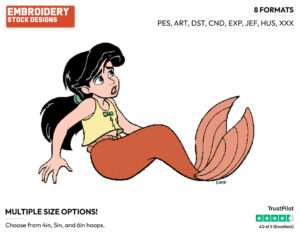 Mermaid Melody - Disney's The Little Mermaid - Embroidery Design in 3 sizes & 8 formats