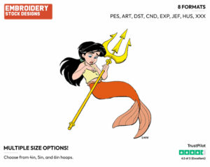 Melody Holding The Trident - Disney's The Little Mermaid - Embroidery Design in 3 sizes & 8 formats