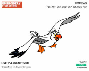 Scuttle Flying - Disney's The Little Mermaid - Embroidery Design in 3 sizes & 8 formats