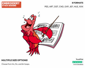 Sebastian - Disney's The Little Mermaid - Embroidery Design in 3 sizes & 8 formats