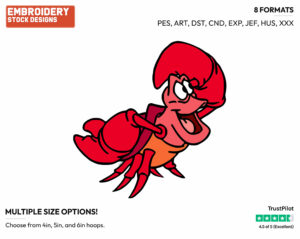 Amazed Sebastian - Disney's The Little Mermaid - Embroidery Design in 3 sizes & 8 formats