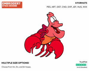 Excited Sebastian - Disney's The Little Mermaid - Embroidery Design in 3 sizes & 8 formats