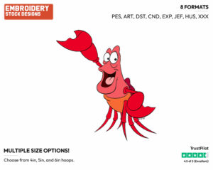 Sebastian - Disney's The Little Mermaid - Embroidery Design in 3 sizes & 8 formats