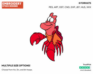 Mischievous Sebastian - Disney's The Little Mermaid - Embroidery Design in 3 sizes & 8 formats
