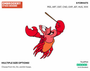Conductor Sebastian - Disney's The Little Mermaid - Embroidery Design in 3 sizes & 8 formats