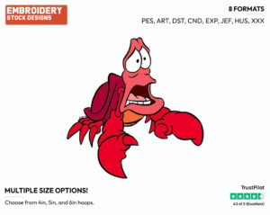 Shocked Sebastian - Disney's The Little Mermaid - Embroidery Design in 3 sizes & 8 formats