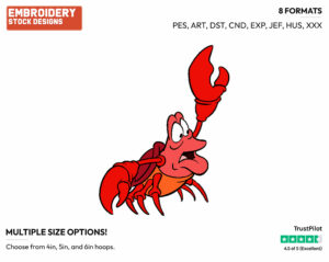 Sebastian - Disney's The Little Mermaid - Embroidery Design in 3 sizes & 8 formats