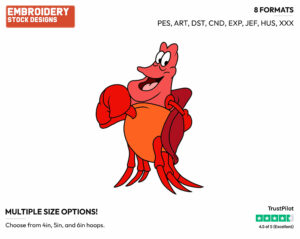 Sebastian - Disney's The Little Mermaid - Embroidery Design in 3 sizes & 8 formats