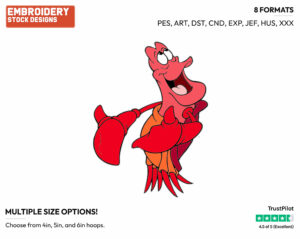 Sebastian - Disney's The Little Mermaid - Embroidery Design in 3 sizes & 8 formats